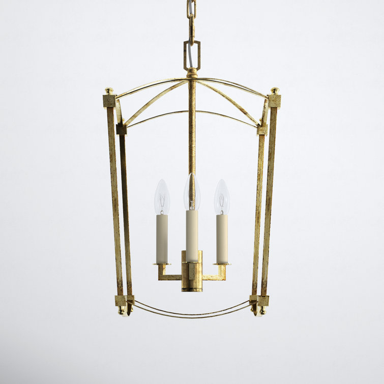 Iron lantern with sold three candelabra light